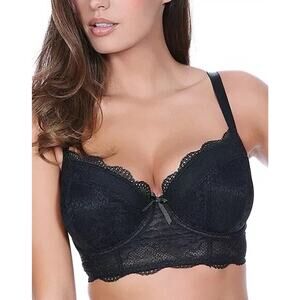 Freya AA1014 BLACK 32 H Fancies Underwire Longline Bra US 32H